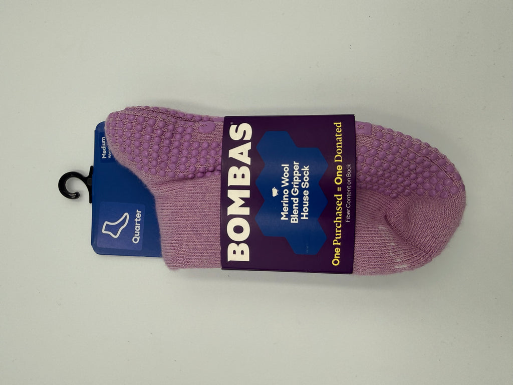 BOMBAS MERINO WOOL BLEND GRIPPER HOUSE SOCK PURPLE