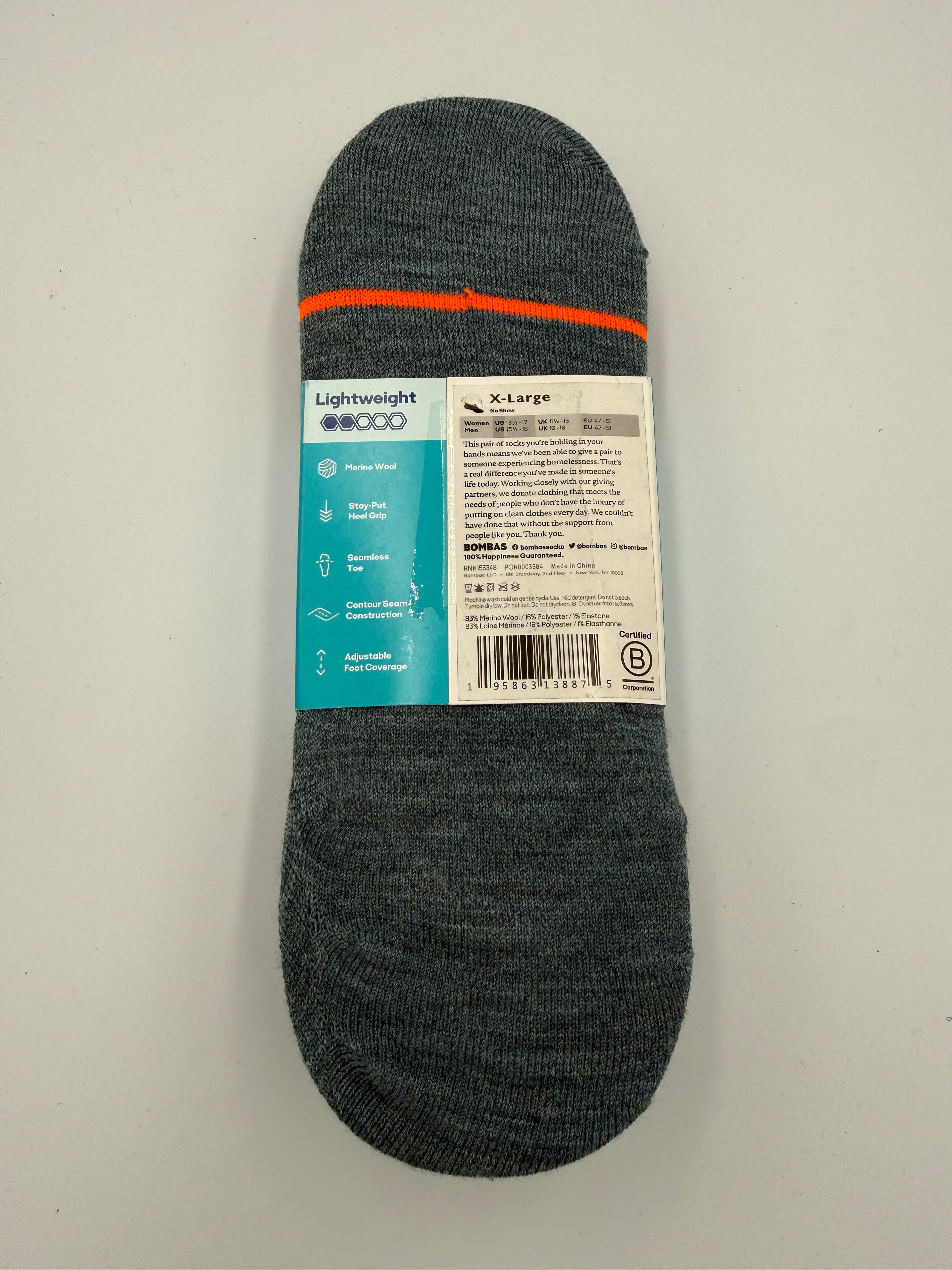 BOMBAS MERINO WOOL NO SHOW SOCKS 4 PACK