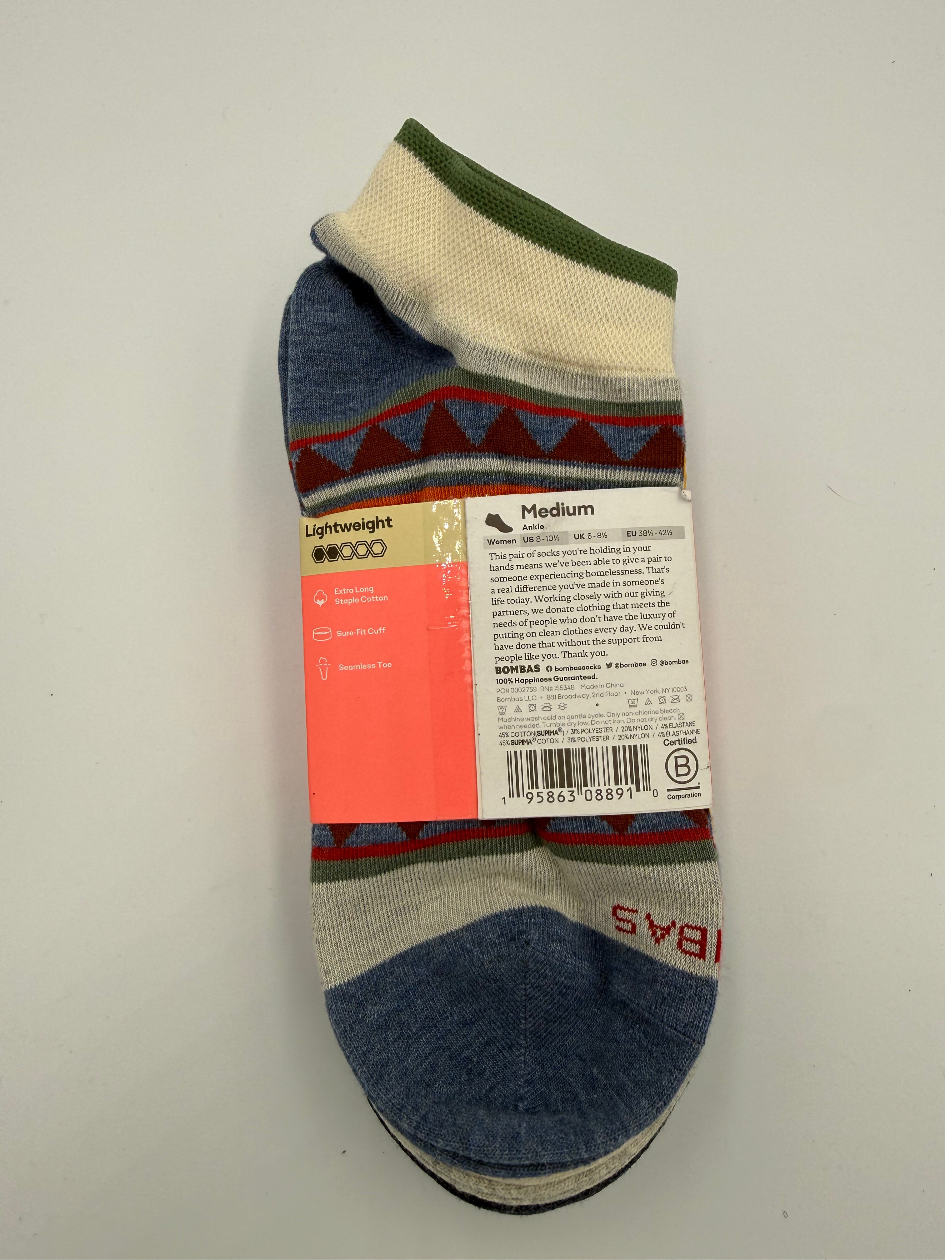 BOMBAS LIGHTWEIGHT ANKLE SOCK 4 Pack